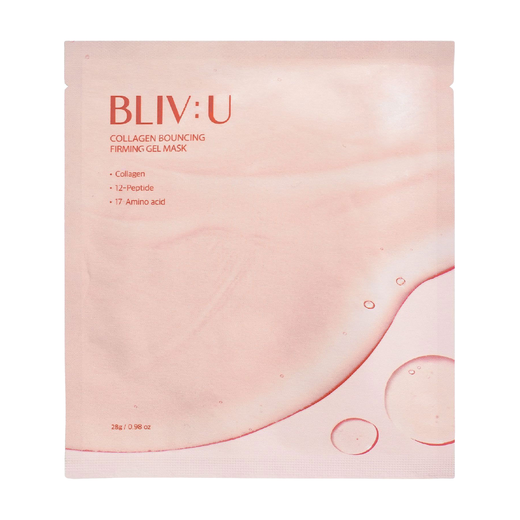 Гелева маска для обличчя Bliv:U Collagen Bouncing Firming Gel Mask з колагеном, 28 г